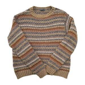 Elsamanda Italy Alpaca Wool Sweater M Womens Striped Chunky Knit Boho Gorpcore